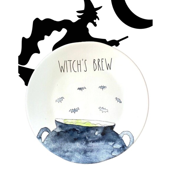 Rae Dunn WITCHS BREW Dinner Plate Large 11.5" Caldron Spooky Halloween NEW 2022 - Picture 4 of 4